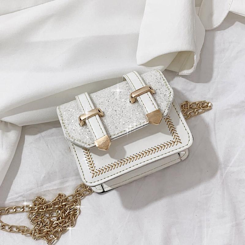 

Mini Sequins Square Crossbody Bag 2021 Fashion New High quality PU Leather Women's Designer Handbag Chain Shoulder Messenger Bag, Black