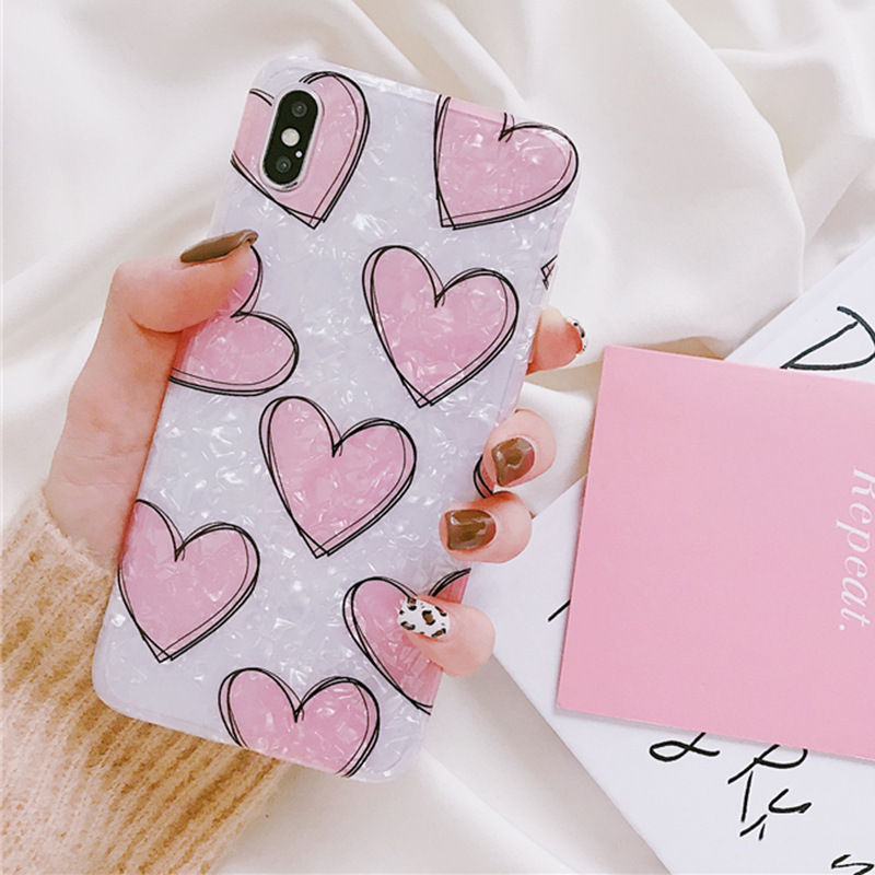 

Cute Love Heart Phone Case for Iphone 11 11Pro Max Xr Xs Max 7 6 8Plus Fritillaria Silicone Case Tpu Case