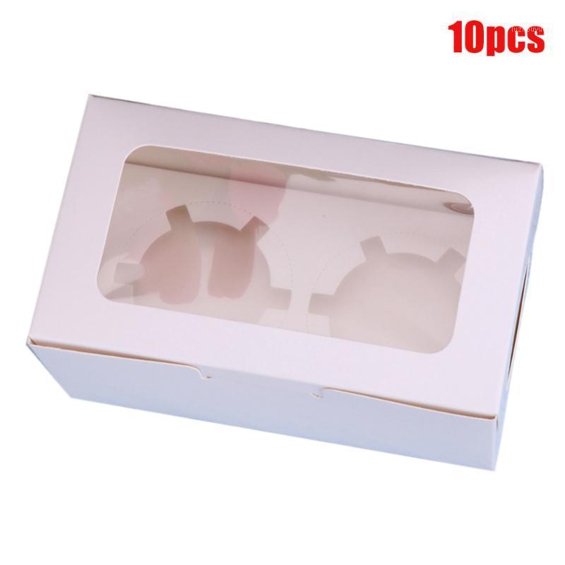 

10pcs Muffin Display Clear Window Bakery Wedding Party Birthday Storage 2 4 6 Holes Gift Case Paperboard Cupcake Box Container1