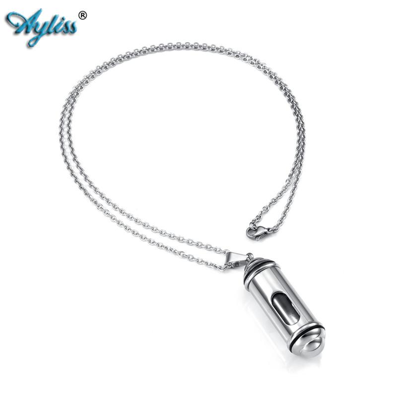 

Ayliss Stainless Steel Pendant Necklace Glass Tube Openable Bottle urn Ash Memorial Necklace Jewelry With Chain 24"inches