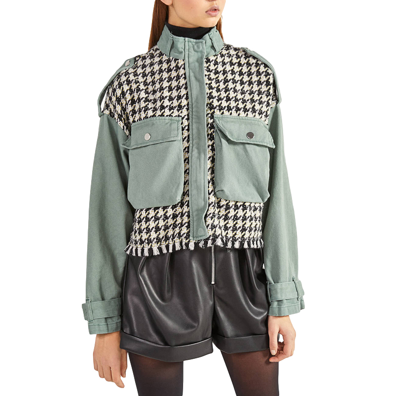 

2021 New Vintage Women Shredded Short Jackets Fall Fashion Ladies Streetwear Coats Girls Fashionable Oversize Fancy Clothes IMWL, Green.