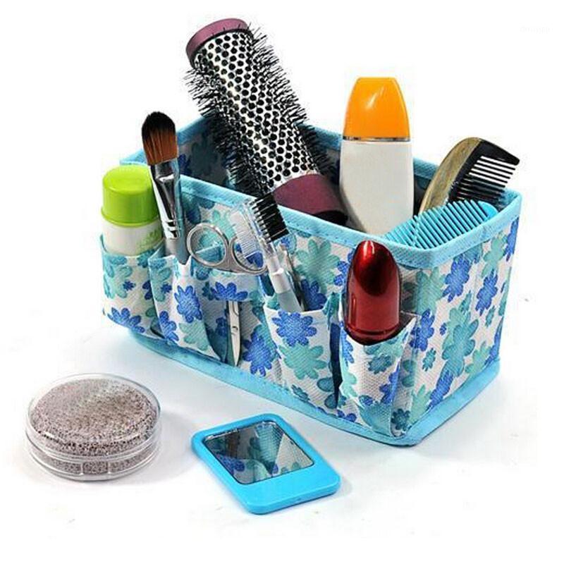 

Creative Foldable Cosmetic Storage Box Desktop Jewelry Storage Small Things Floral multi-function Organizer Make Up Bag1, Purple
