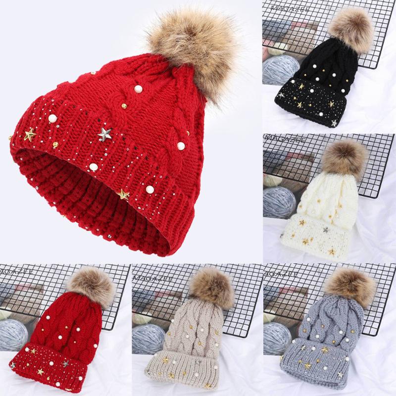 

Berets Fashion Women Keep Warm Winter Casual Knitted Hat Wool Hemming Ski For Casquette Homme Beret FJSL, White
