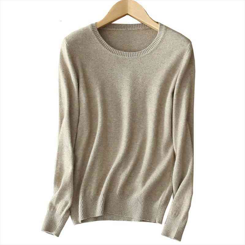 

Cashmere Wool Sweater Women Solid Color Thin Basic Shirt O-neck Pullover Female Long Sleeve Knitted Jumpers Dropshipping, White;black