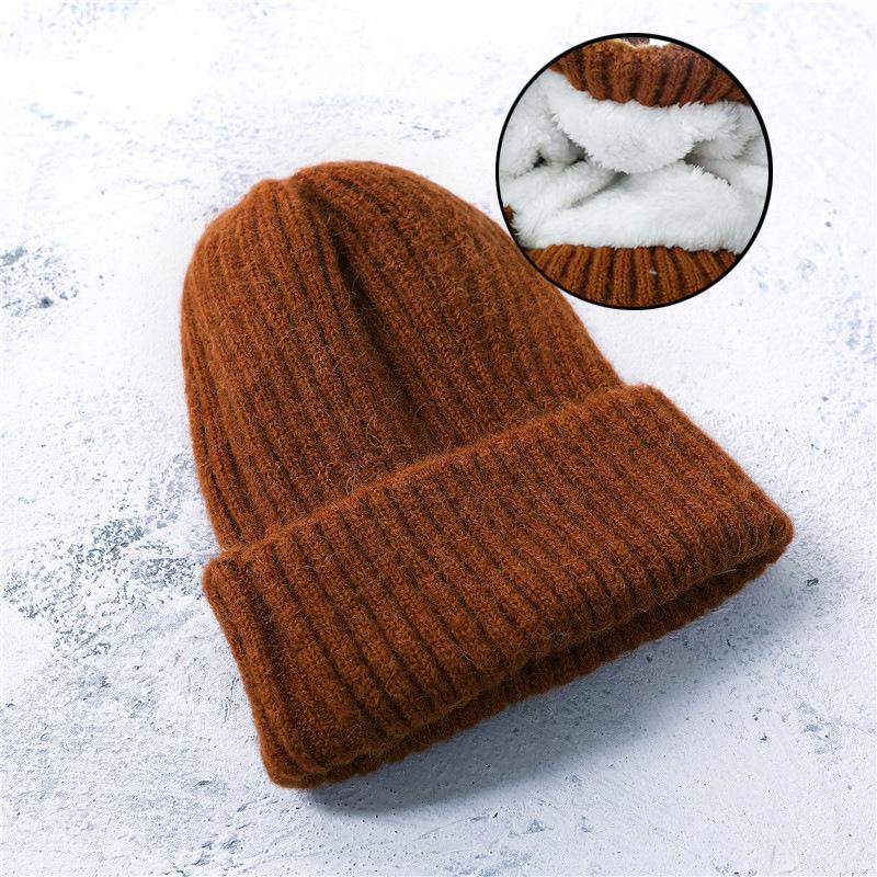 

M181 Akooluru Simple Woolen Hat Women's Fashion Pure Color Light Board Knitted Hat Men's Autumn Winter Plus Velvet Hedging