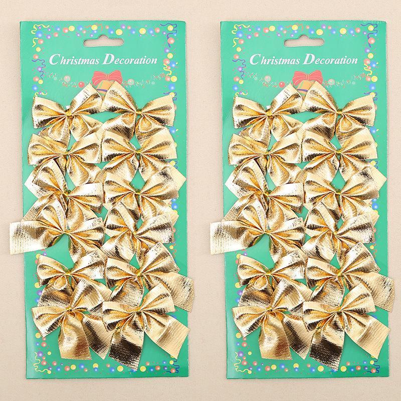 

For Christmas Home Room Decor Tree Wreaths Canes Bows 24pcs/Set 3D Sense Durable1