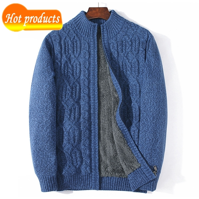 

2020 Thicken Warm Cashmere Wool Lining Sweater Men's High Standard Turtleneck Man's Winter Cardigan Outwear Vksf, 265-1 red