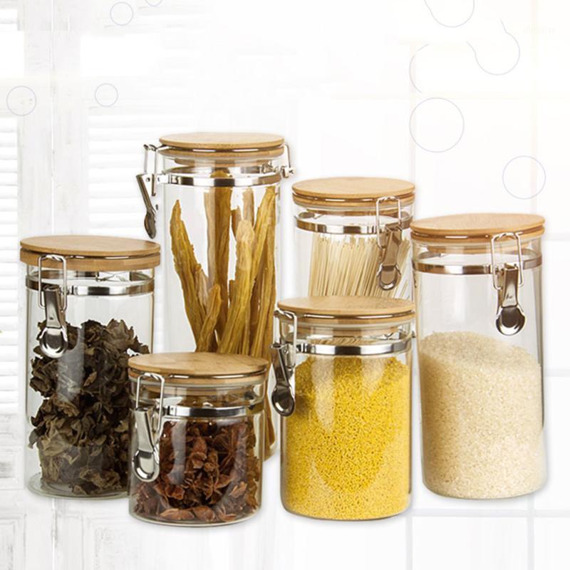 

Stainless Steel Airtight Storage Jar with Clip Top Bamboo Lids Sealed Canister Storage Container for Kitchen Organizer1