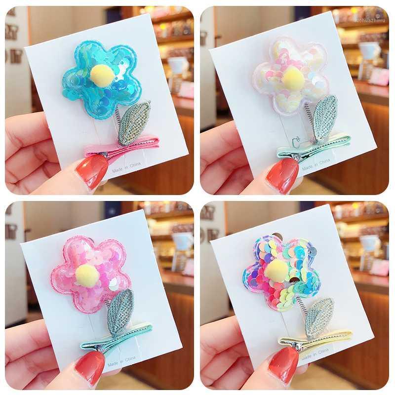 

Girls Cute Candy Sequin Spring Hair Ball Flower Ornament Hair Clips Children Colorful Barrettes Hairpins Kids Accessories1, Pink