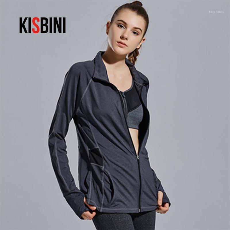 

KISBINI Sports fitness clothes yoga jacket female autumn and winter long sleeves running tight breathable zipper cardigan shirt1, Black