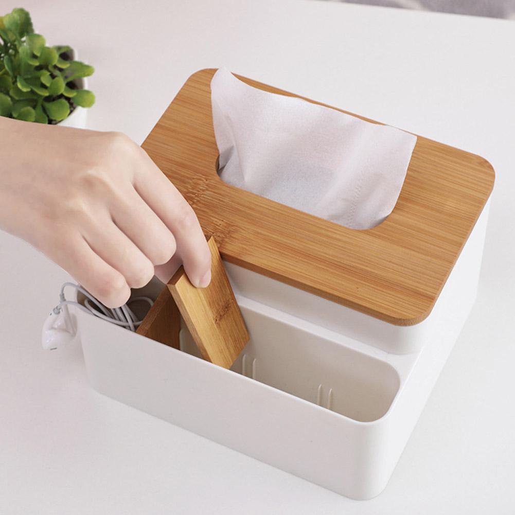 

Wooden Rectangle Napkin Organizer Tissue Holder for Hotel Home Table Remote Control Storage Box