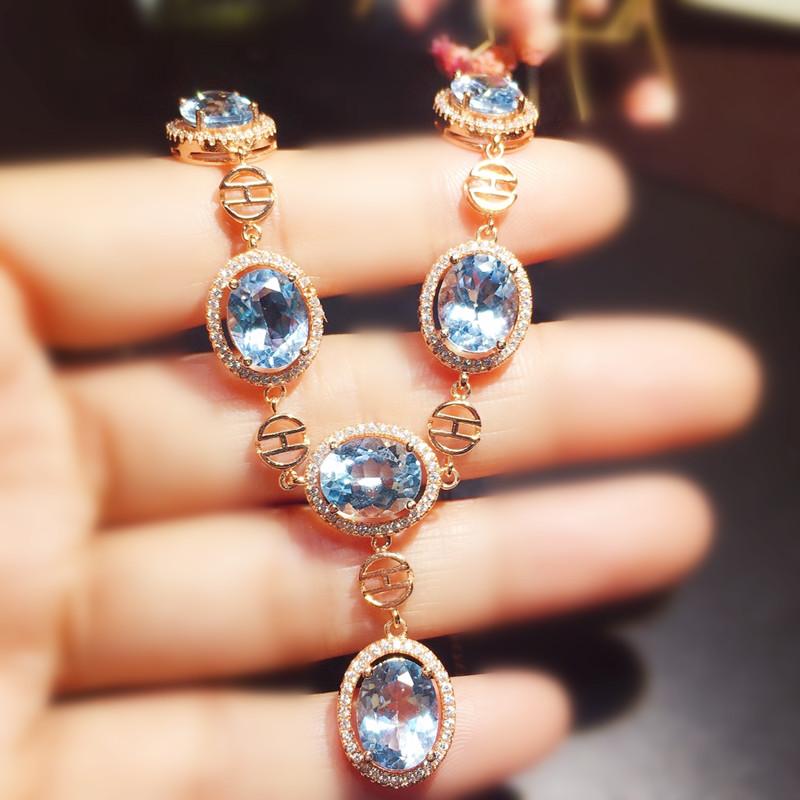 

Other Natural Real Blue Topaz Luxury Necklace With Pendant 3.5ct*6pcs Gemstone 925 Sterling Silver Fine Jewelry X21900