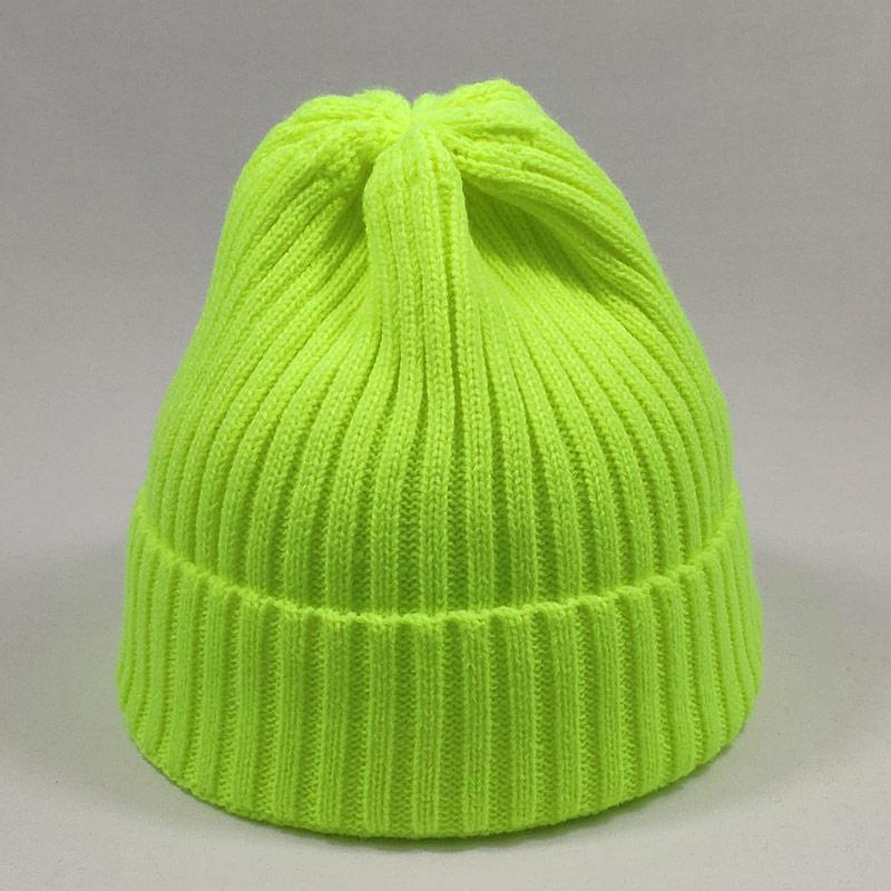 

Men Winter Knit Snow Hats Women Beanie Warm Skullies Stretchy Cotton Acrylic Yarns Neon Yellow White Hot Pink