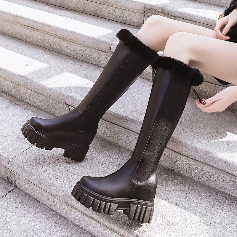 

Wedge Black Knee High Boots Women Shoes Hidden Heel Boots Winter Chunky Platform Long Women Botines Mujer 20201