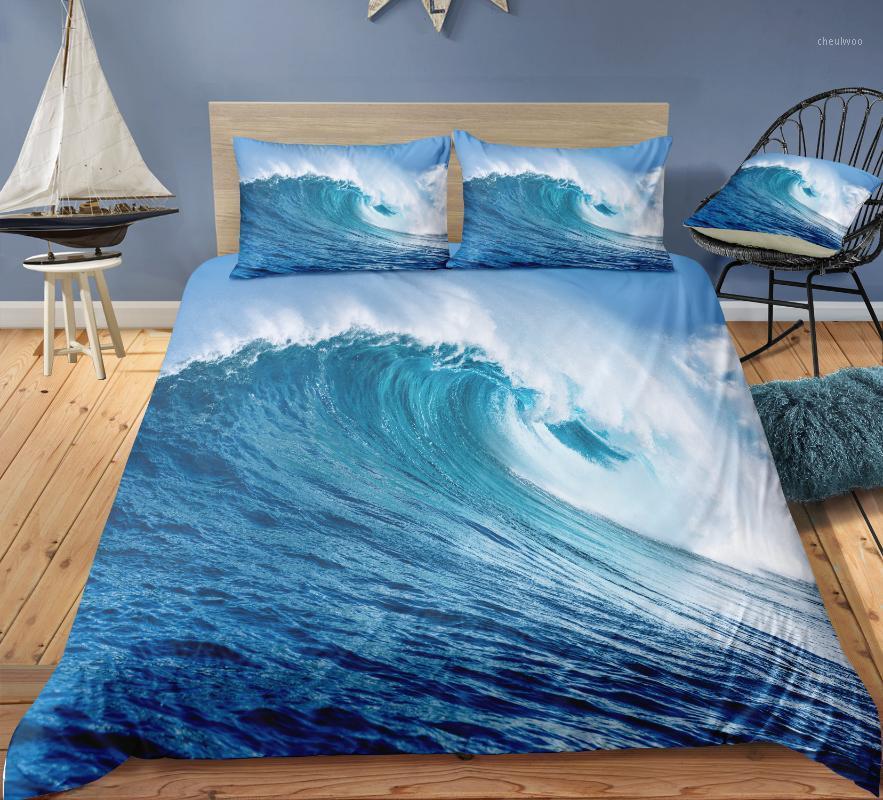 

BEST.WENSD New style luxury king duvet set cotton bedding set  Single Double bed cover cover bedding Blue ocean Europe1, As picture