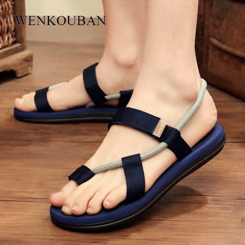 

Summer Beach Sandals Men Casual Male Shoes Adult Roman Gladiator Sandals Slip on Flats Slippers Flip Flops Zapatos Hombre Y200107, Black