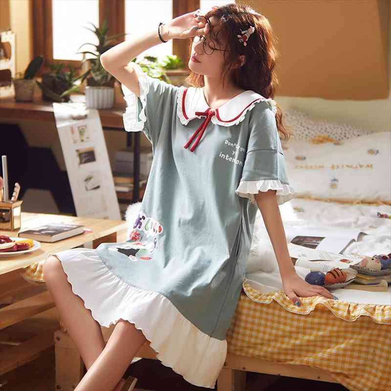 

Summer Cute Women Sleepwear -5xl Nightgowns Home Wear Girls Sleep Lounge Nightgrowns Dress Home Clothing, Black;red