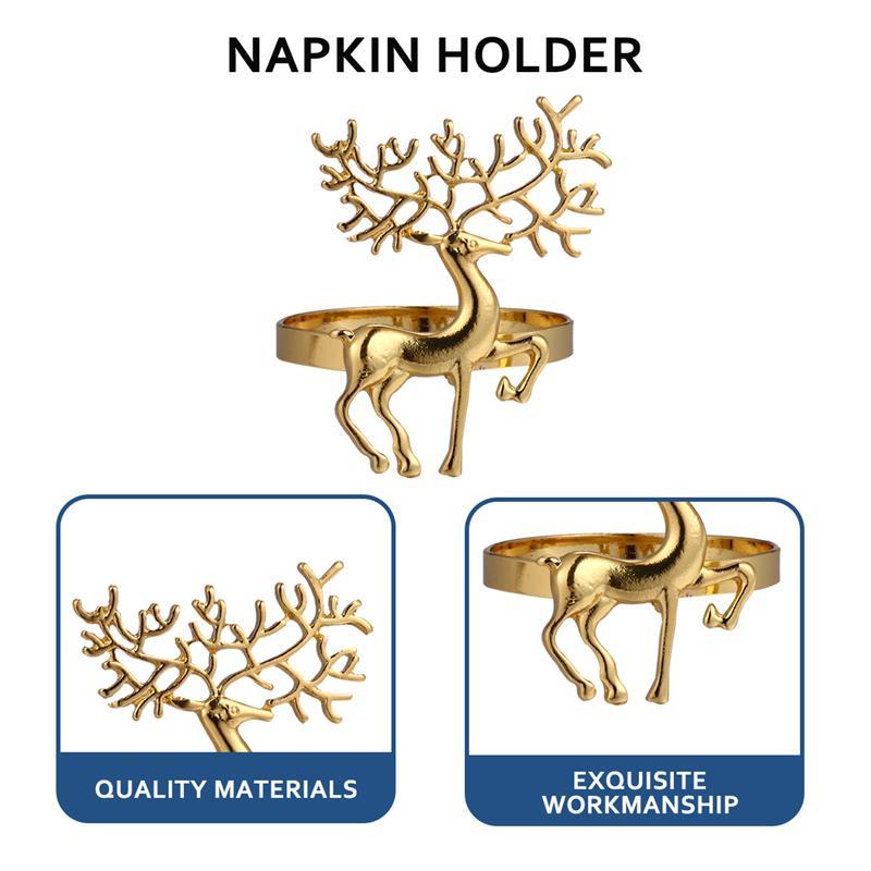 

6Pcs Christmas Deer Napkin Rings Alloy Napkin Buckles Holder Party Wedding Banquet Dinner Table Decoration Crafts