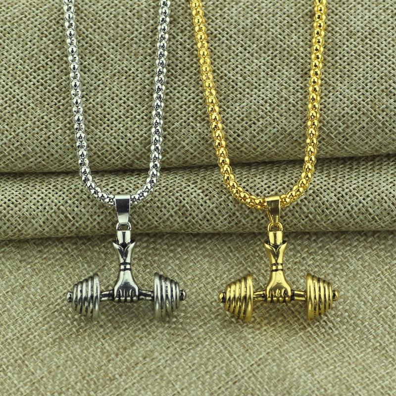 

Boho 2 Color Dumbbell Dumbbell Necklaces Gym Fitness Necklaces & Pendants Men Body Gym Necklace for Men Sport Jewelry