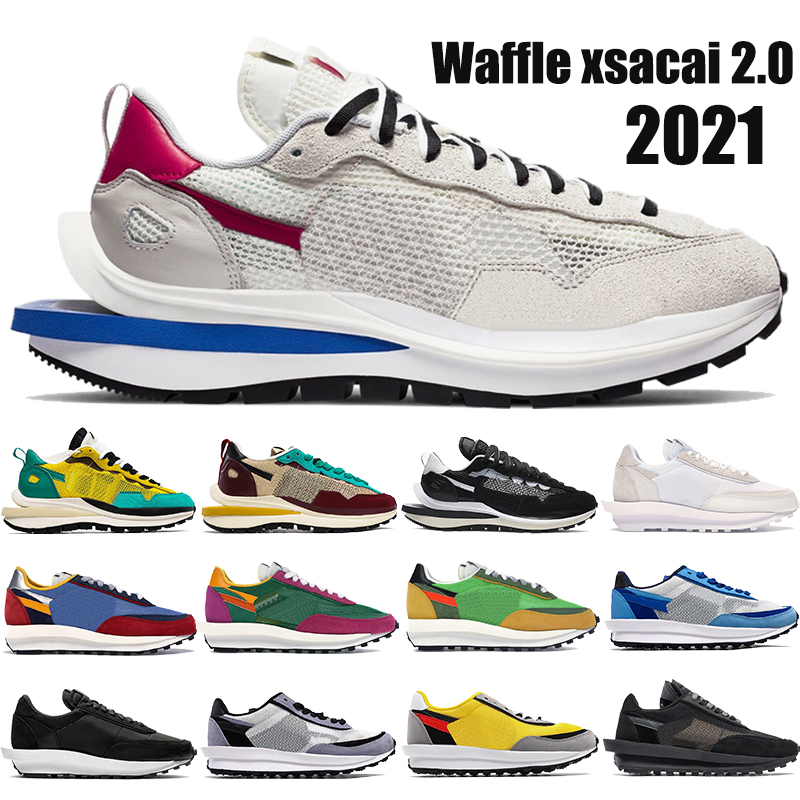 

2021 New LD waffle xsacai 2.0 men women running shoes Sport Fuchsia Game Royal triple black white deep blue nylon mens sneakers, 36-39 ld waffle yellow red purple