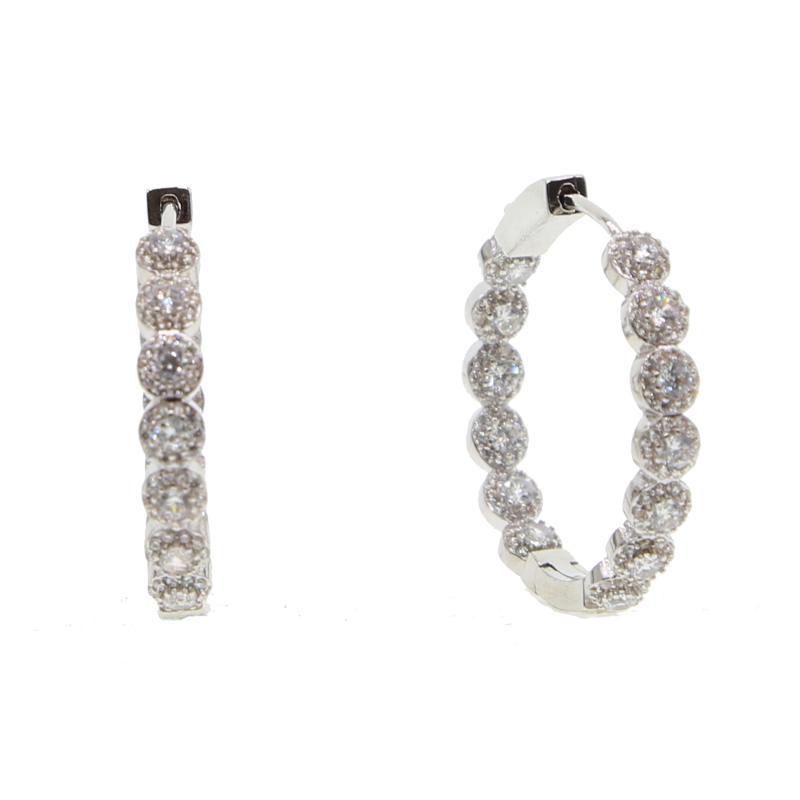 

27mm size Gold Color Pave Zirconia CZ Circles Huggies Hoop Earrings For fashion women Jewelry brinco pequeno Aros