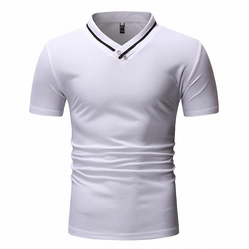 T-shirt Hommes Couleur solide V tanière Couché quotidien Sleeve à manches courtes Mode légère et grande taille Sports Blanc Blanc Blanc Bleu 18v1