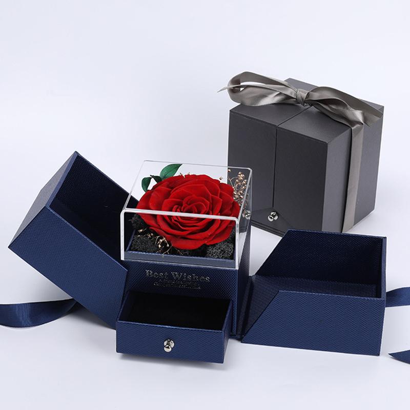

Forever Rose Jewelry Gift Box with Little Drawer Handmade Jewelry Box Gift for Women I88