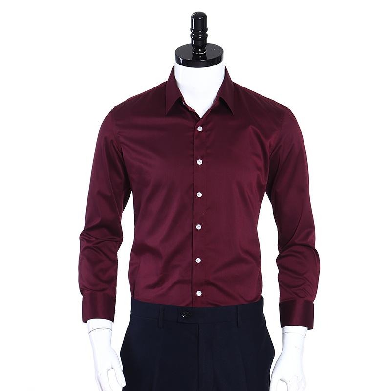 

Solid Color Shirt Mens Dress Shirts Stretch Slim Fit Collared Shirt Japanese Streetwear Male Oversized Clothing 2020, White