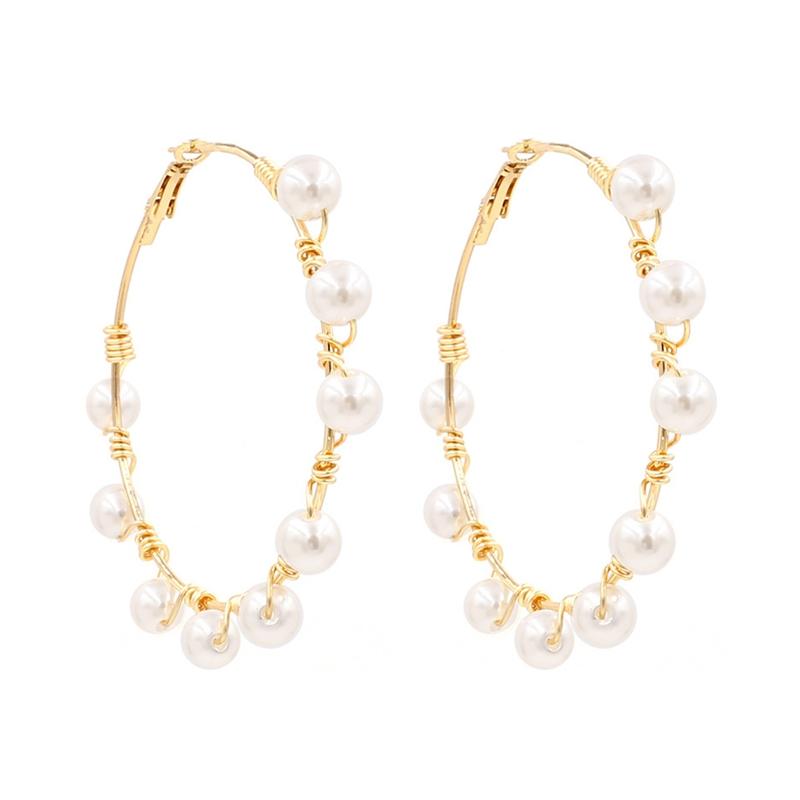 

2021 Oversize Pearl Hoop Earrings For Women Girls Unique Big Earrings Circle Earring Statement Fashion Jewelry