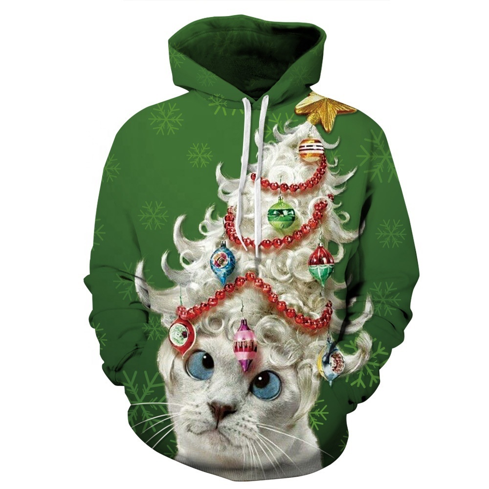

X01176L European and American Unicorn Christmas digital print men's hat casual hoodie loose sports baseball wear, As shown in figure 5