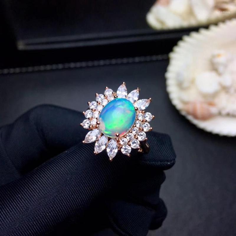 

3.5ct Natural opal woman rings change fire color mysterious 925 silver Luxury style1