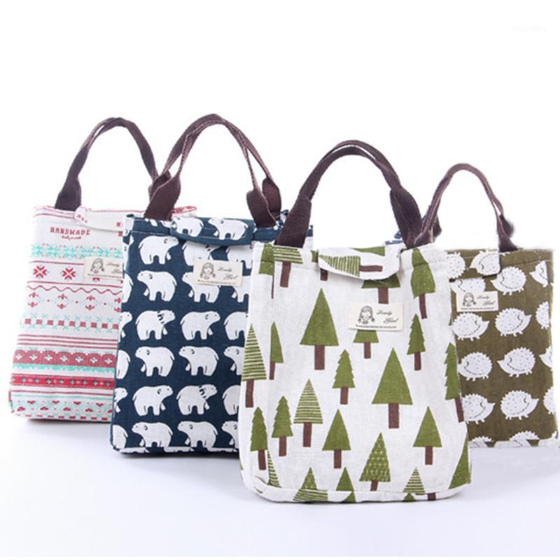 

Hot Sales! Waterproof Oxford Tote Lunch Bag Large Capacity Thermal Picnic Lunch Bags for Women kid Men Bear Cartoon Pattern1, Blue