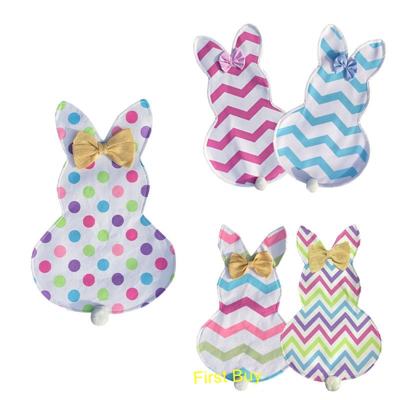 

30pcs/lot High quality 5 styles easter garden flags chervon and polka dot with bow cute easter garden flag