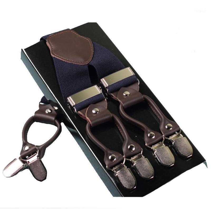 

Suspenders Classic Style Leather Alloy 6 Clips Male Vintage Casual Commercial1