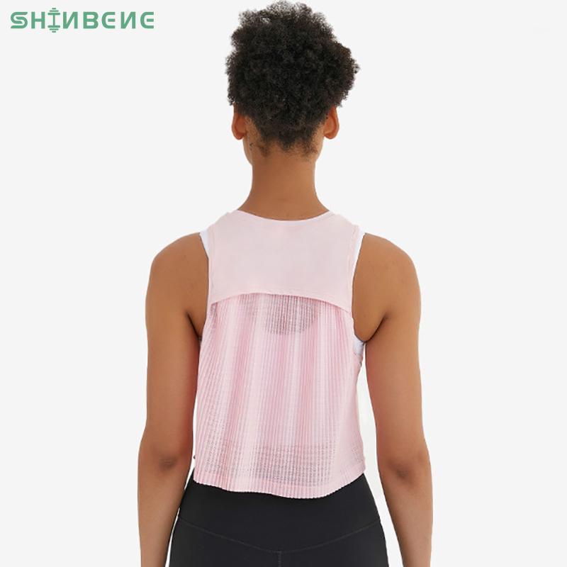 

SHINBENE PLEATS High-Neck Yoga Fitness Tank Tops Vest Women Loose Fit Quick Dry Workout Athletic Crop Top Sleeveless Shirts1, Black