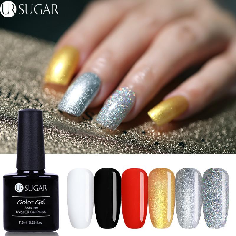 

UR SUGAR Classic Nail Color Gel Polish Black White Red Silver Gold 7.5ml Soak Off UV Gel Polish Nail Art Varnish, 634