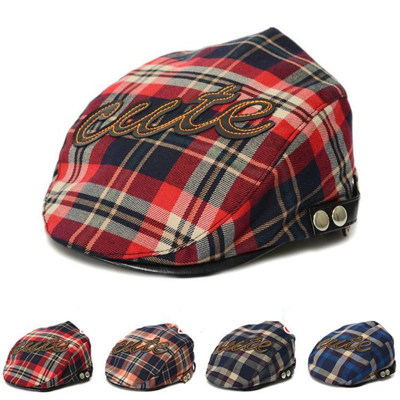 

Baby Hat Fashion Lattice Newborn Berets British Style Baby Boy Hat Newborn Photography Props, Red