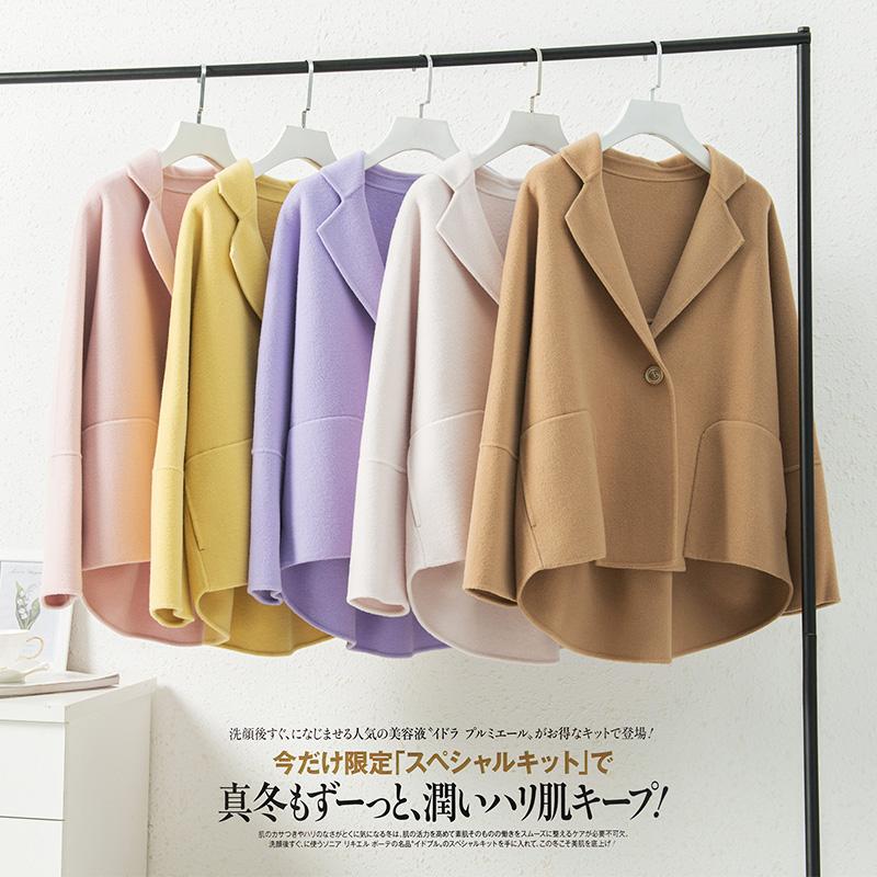 

Women 2020 Autumn Winter short Cashmere Coats Jacket Female Loose Woolen Coats Autumn Winter Women Short Cashmere Woolen Coat, Camel
