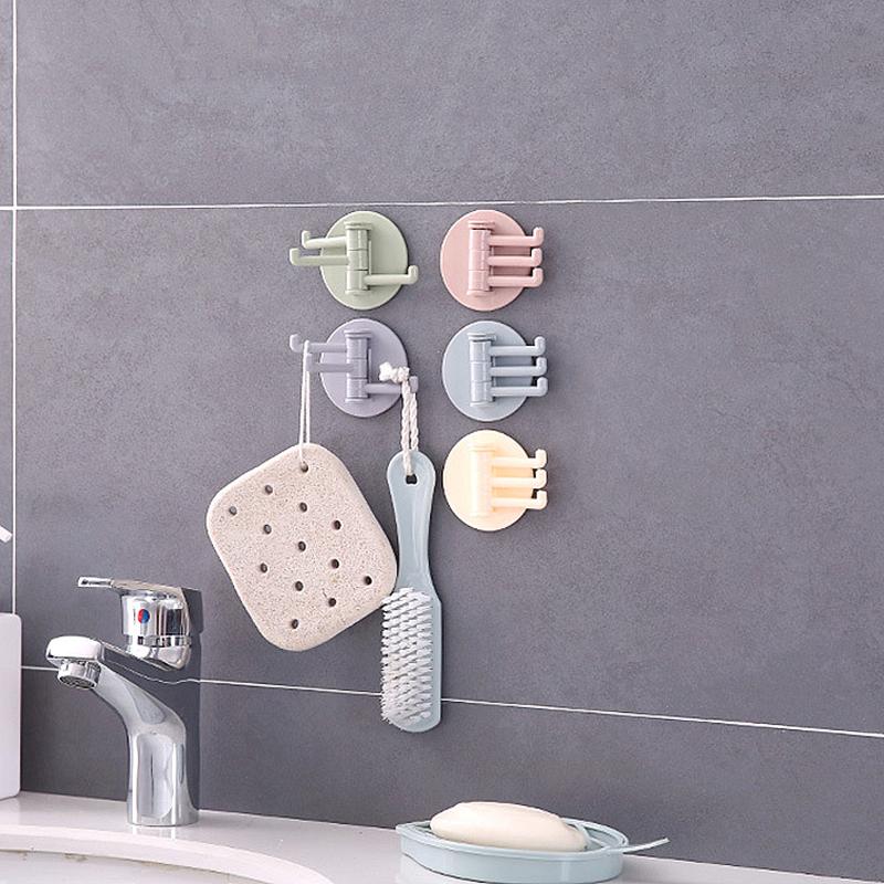 

1PCS Suction Cup Wall Hooks Door & Key Hanger with 3 Rotating Hooks Seamless Wall Mounted Hanger for Kitchen Gadgets Hanging