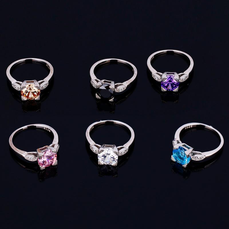 

FCGJHW Jewelry Ring Fashion Multicolor Zircon Round 8 MM Anniversary Gift Wedding Ring Bride Ms Party