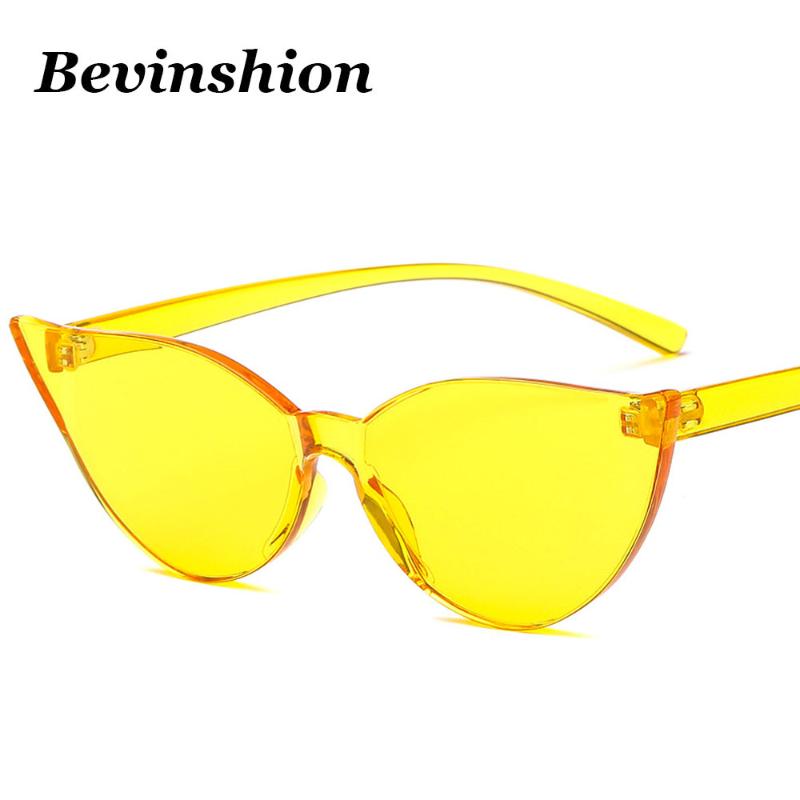 

New Brand Designer Glasses Women's Cat Eye Sunglasses Sexy Cute Candy Color One Piece Chic Frame Ladies Sunglasses Lunette Femme