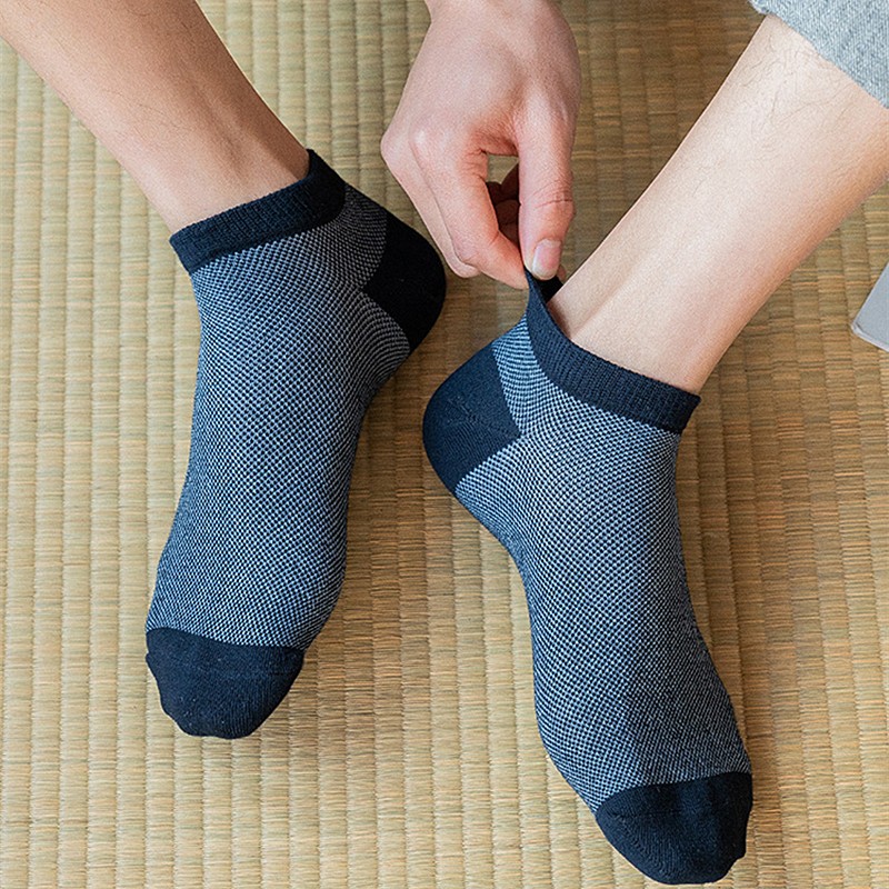 

Harajuku Casual Mesh Ankle Socks Men Cotton Low Cut Socks High Quality Soft Solid Japanese Short Durable Male Boat Fashion, Black