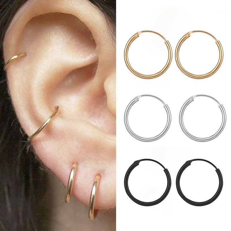 

Fashion Punk Hoop Earrings Newest Gold/Silver Color Black Round Circle Ear Earrings Simple Accessories for Men Women Nose Ring1