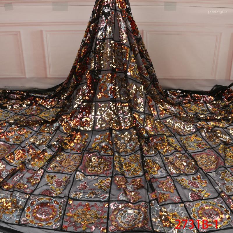 

French Net Lace Fabric 2020 Latest African Lace Fabric with Sequins Mesh Tulle Sequins for Party Dresses KS2731B-11