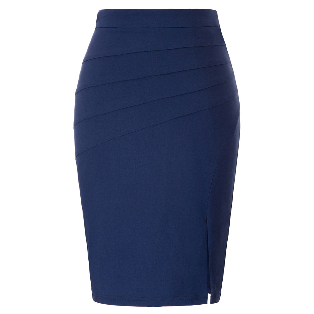 

Navy Blue skirt Women office business wear ladies work Solid Color Split skirt Stretch ruched Hips-Wrapped Bodycon Pencil Skirt Y200326, Black
