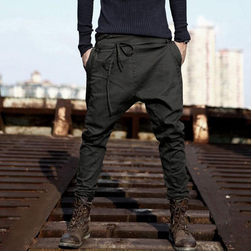 

Mens Skinny Stretch Denim Pants Mens Fashion Autumn Joggers Patchwork Casual Drawstring Sweatpants Work TrousersZ03121, Black