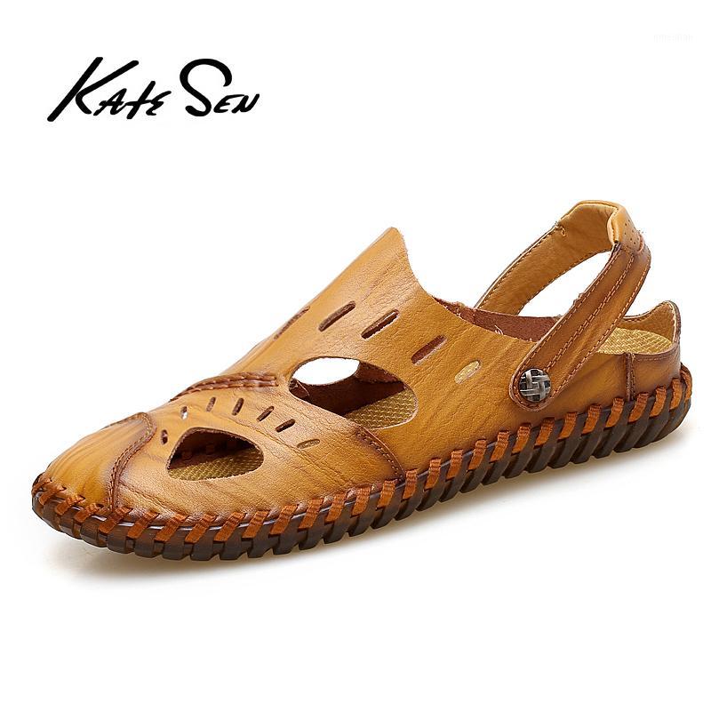 

New Summer Men Sandals Outdoor Handwork Men Shoes Casual Shoes High Quality Leather Sandals The Men's Slippers Big size 38-471, Black