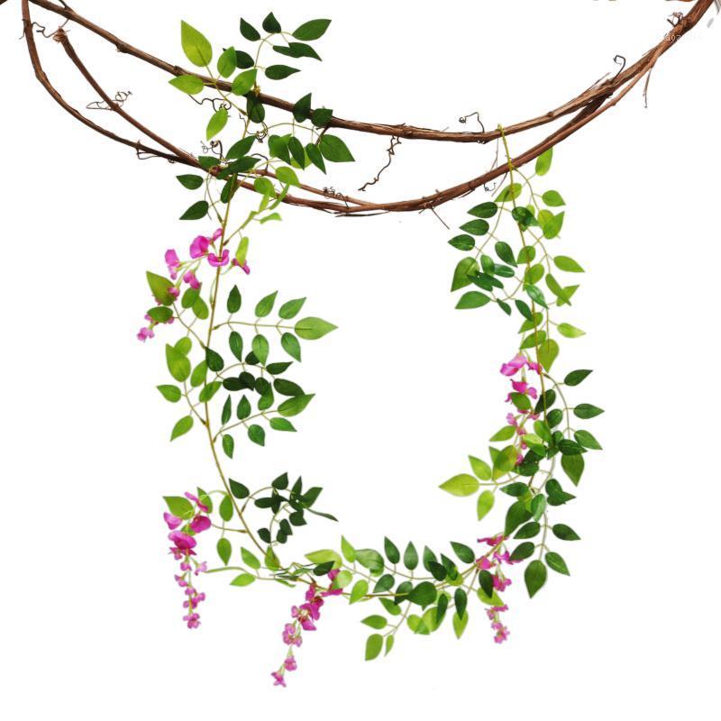 

2M Wisteria Artificial Flowers Vine Garland Foliage Trailing Fake Flower Arch Wedding Decor Home Garden Decor Hanging Lvy Wall1, Beige