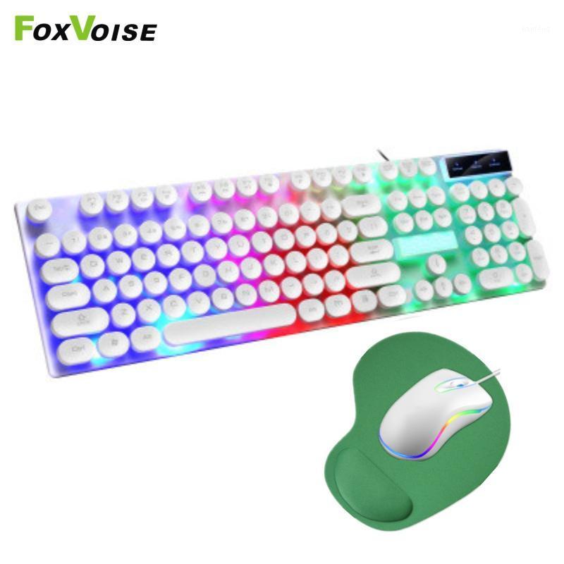 

USB Wired 104 Keys Backlight Punk Game Keyboard And 3D Mouse Suit Suspended Button Mouse Desktop Notebook Mechanical Sense1