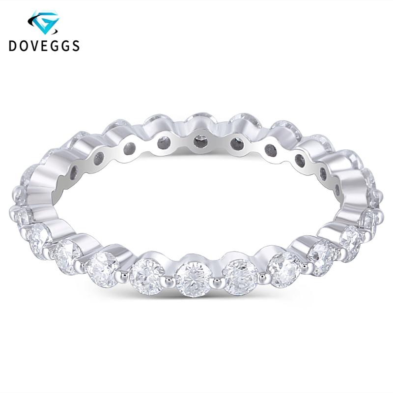 

Cluster Rings DovEggs Chic 14K 585 White Gold Full Eternity Wedding Band With 2.2MM Lab Grown Moissanite Stone Stackable Ring For Women